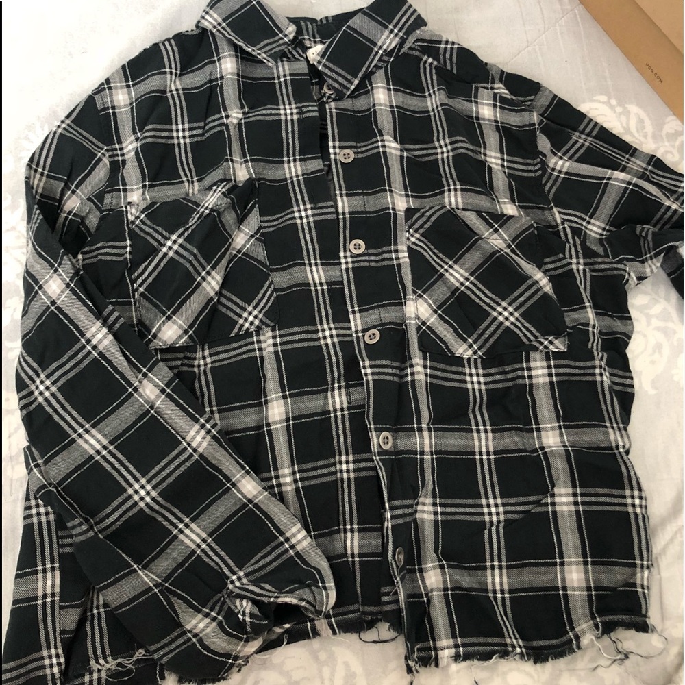 Cropped forest green button up